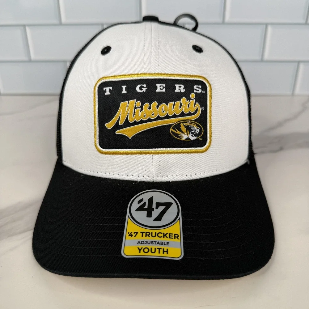 Missouri Tigers Hat Cap Snap Back Youth Black White NCAA Trucker Mesh 47 Kids